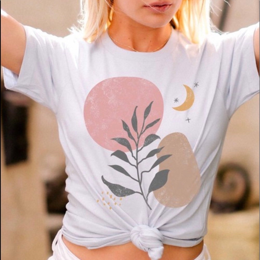 Powder blue, abstract graphic tee